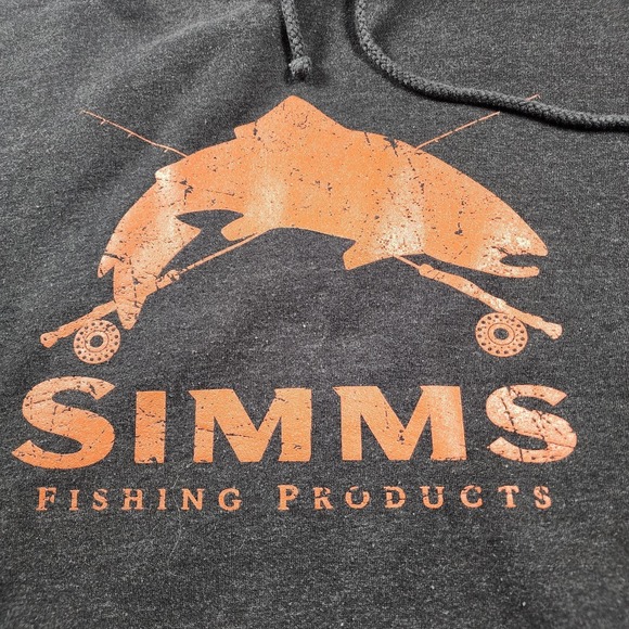 Simms Hoodie Mens 2XL Gray Fishing Products Graphic Pullover Fleece Outdoor - Picture 2 of 10